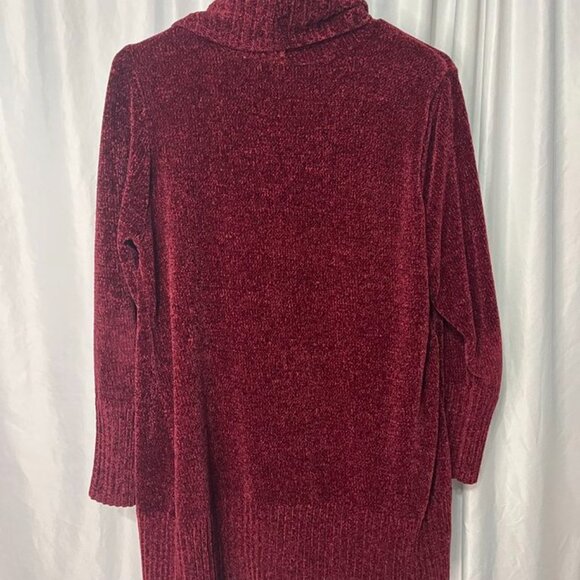 Seven7 Women’s Chenille Open Front Cardigan Sweater Burgundy Red M - Picture 4 of 6
